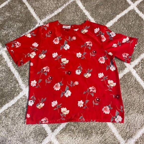 Kathie Lee Floral Silky 1/2 Sleeve Blouse - Picture 1 of 6